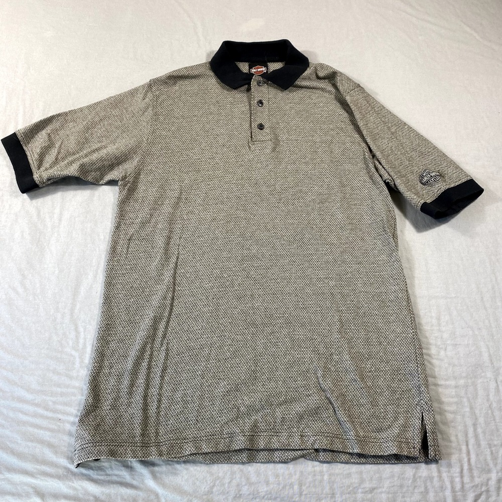 Harley Davidson Polo Shirt Mens Medium Gray St Pete Beach Florida Motorcycle